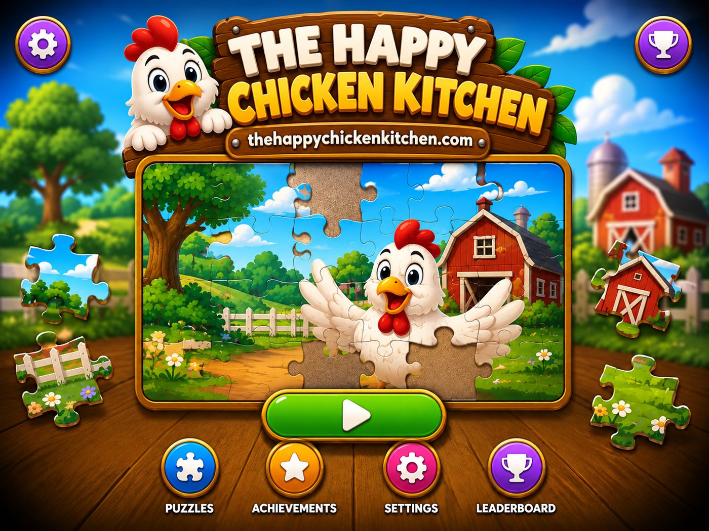 The Happy Chicken Kitchen: pantalla de inicio del juego